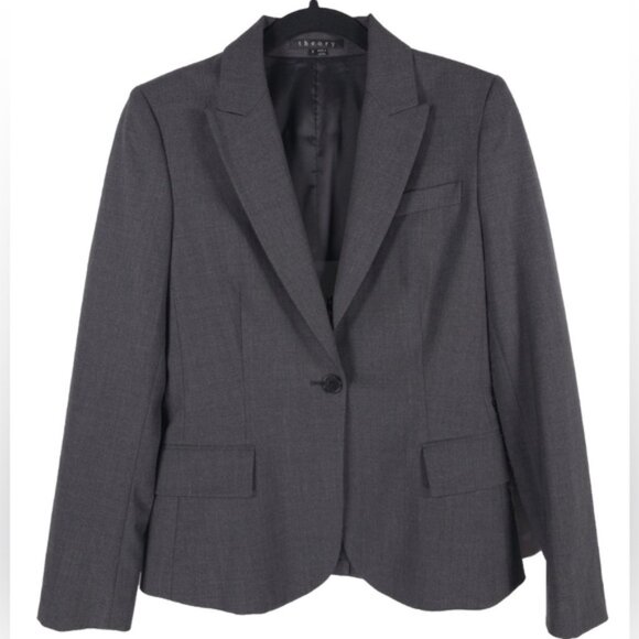 Theory WOOL Blend 1 Button Blazer 3 Button Cuffs Lined Style 80001199 Size 8